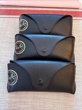 Ray-Ban Black Leatherette Sunglass Cases Trio with Gold Logo